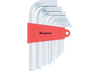 Набор ключей имбусовых HEX, 2-12 мм, CrV, 9 шт, короткие с сатинированным покр.м Matrix - фото 2