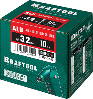 Алюминиевые заклепки KRAFTOOL Alu (Al5052) 311701-32-10 3.2 х 10 мм, 1000 шт. - фото 3